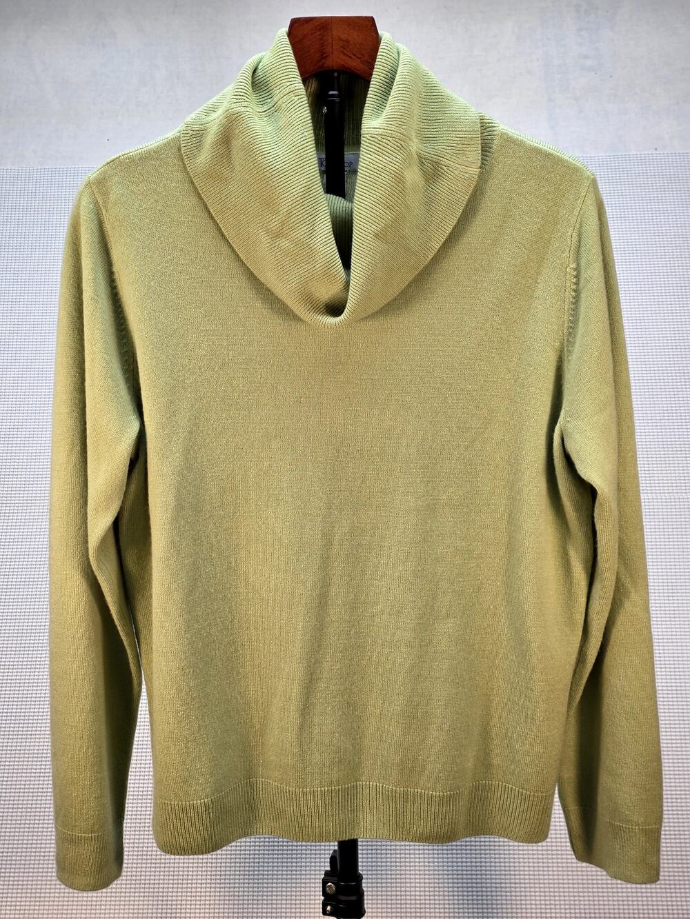 The Tog Shop Cowl Neck Sweater Womens Large Lime Green Knit Pullover Grandmacore